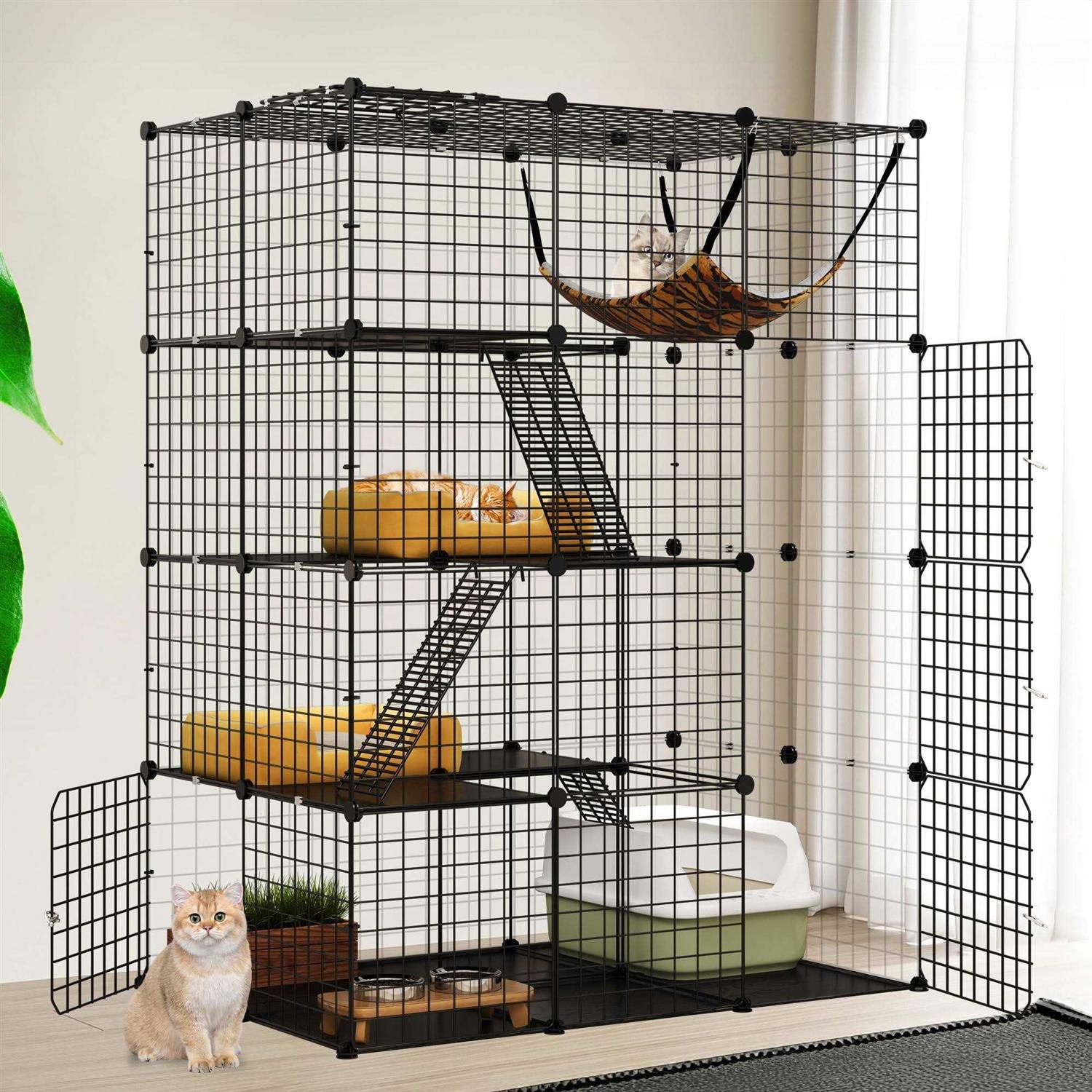 Dextrus 4-Tier Cat Cage Cat Hammock Large Metal Wire Cat Kennel DIY Cat Playpen Perfect - Pet Supplies online store