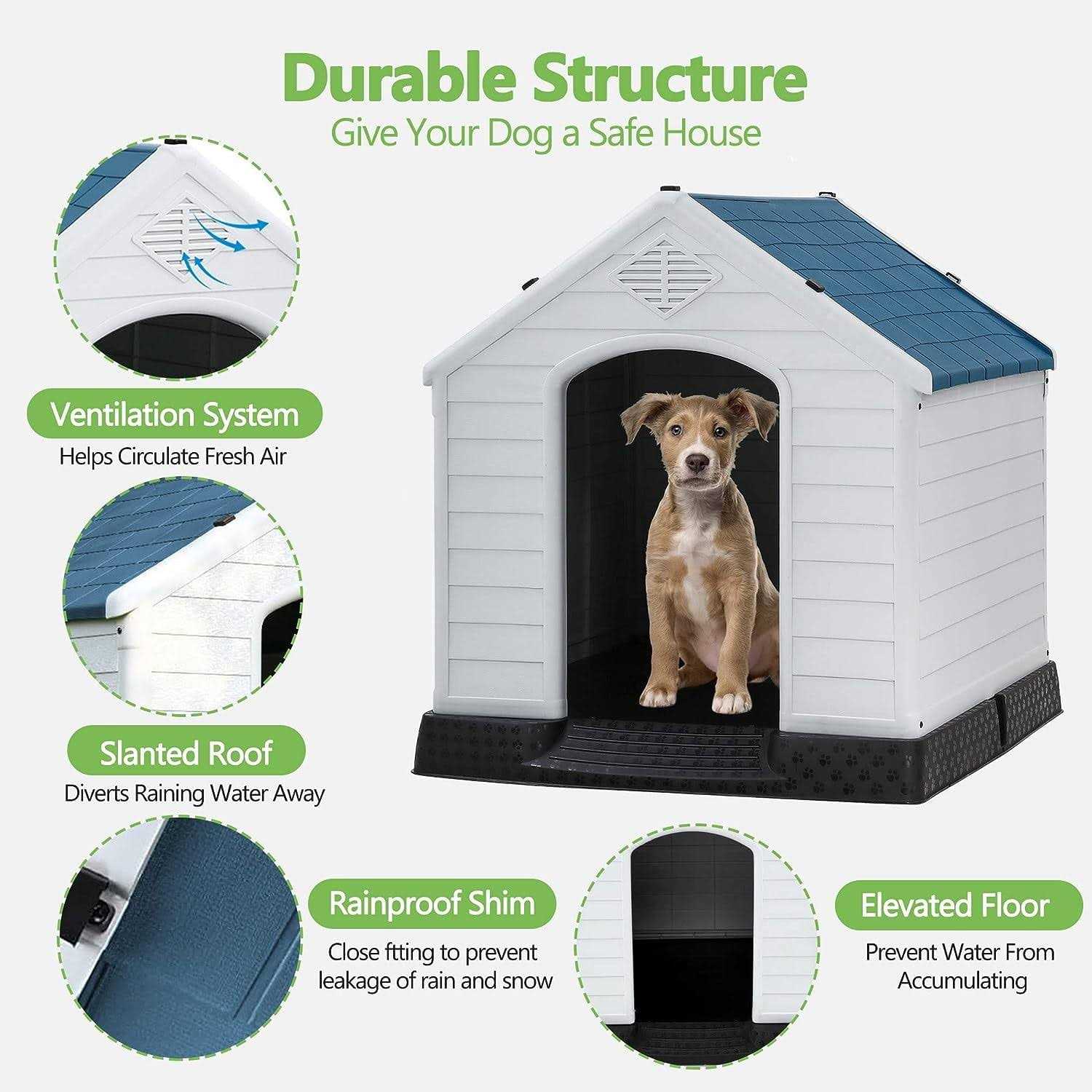 Outdoor Large Dog House with Vent and Raised Floor E149