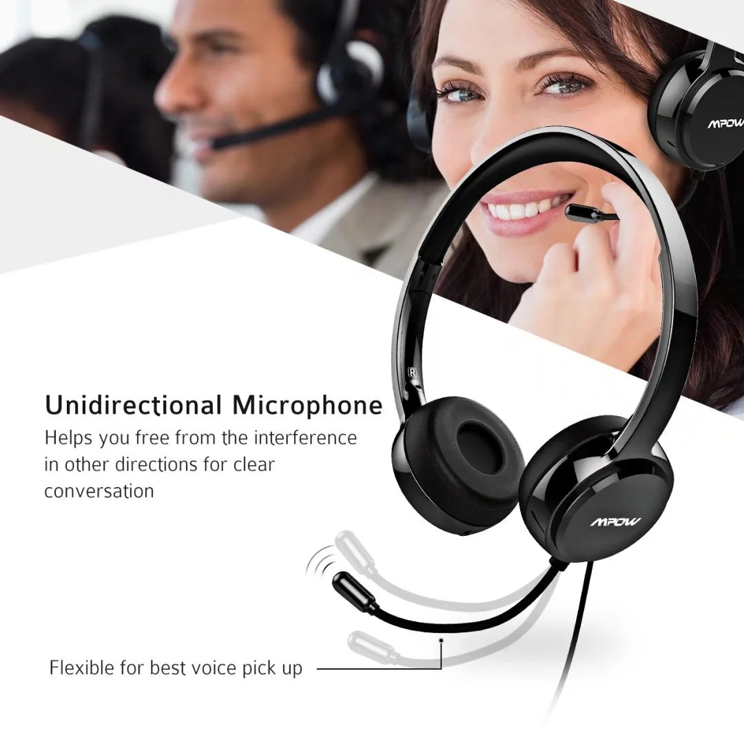 USB Headset with Noise Cancelling Microphone for PC, Laptop, Call Center D135787