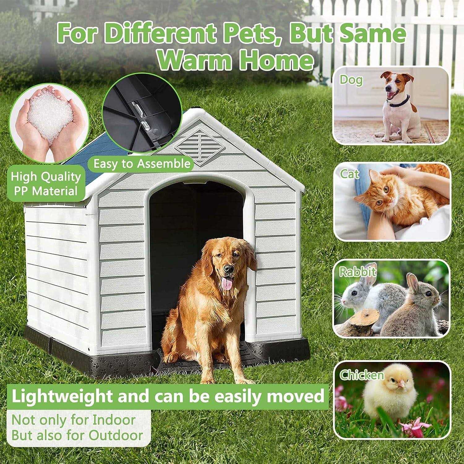 Outdoor Large Dog House with Vent and Raised Floor E149