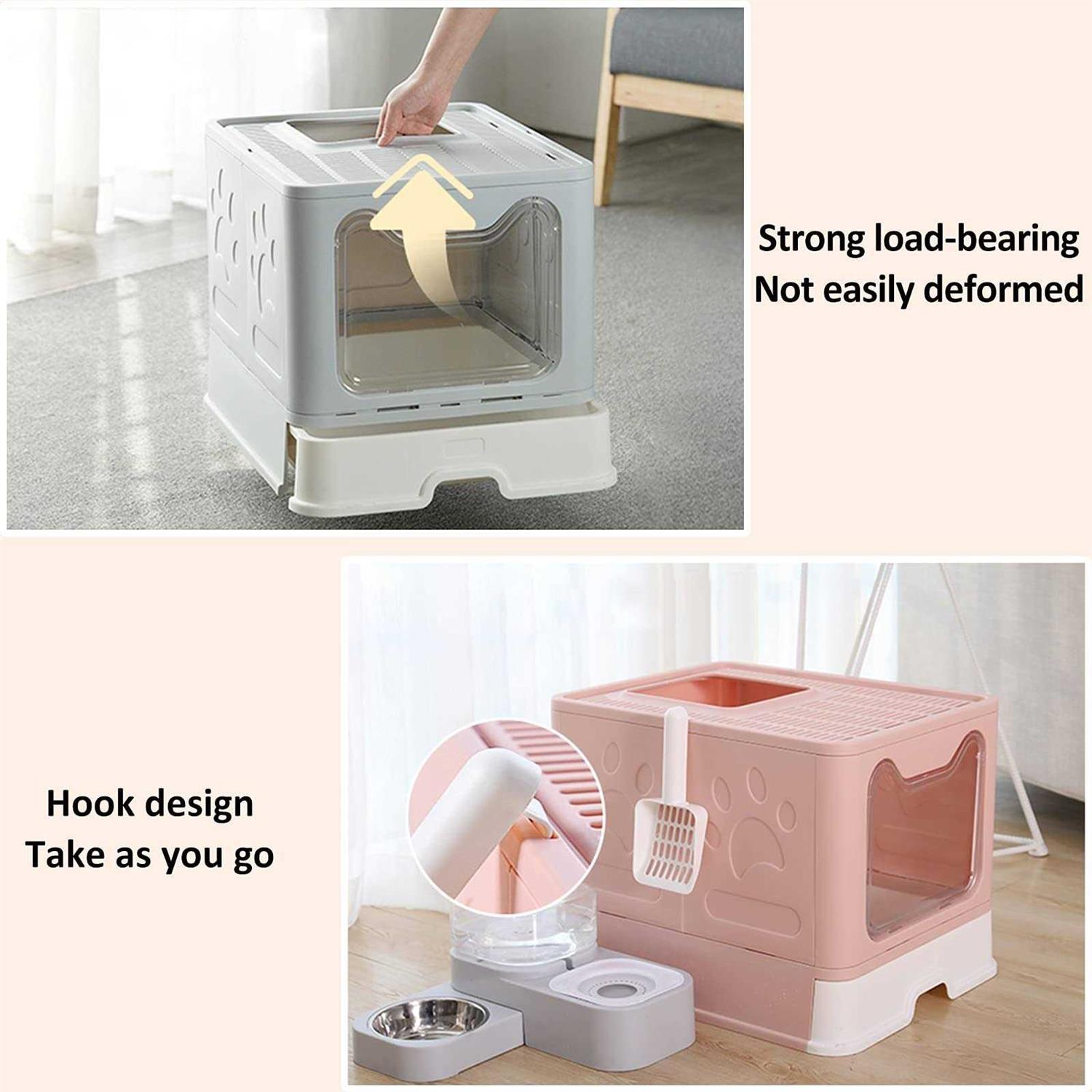 Top Entry Cat Litter Box with Lid Enclosed Pan N239767