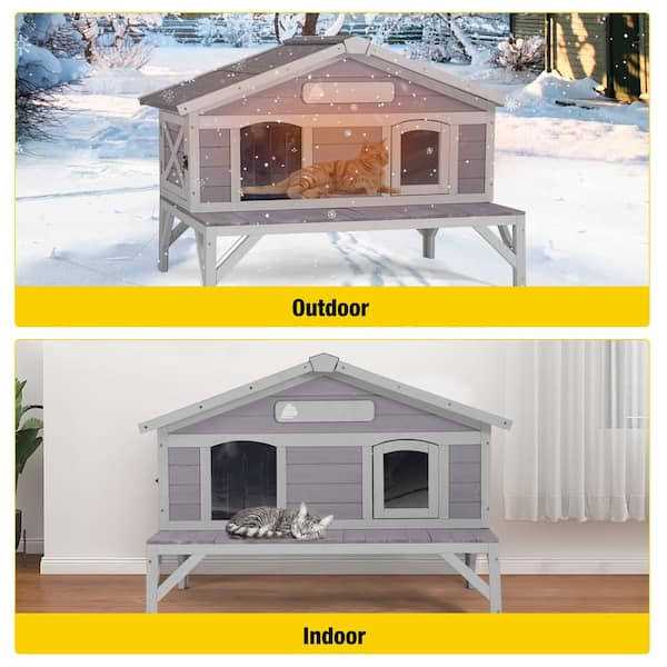 Wooden Cat House for Feral Cats J616834