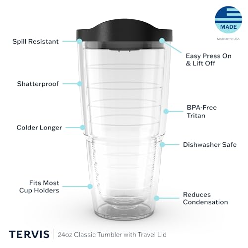 Double Walled Insulated Tumbler Travel Cup, 24oz 2pk, Blue Lid V78473