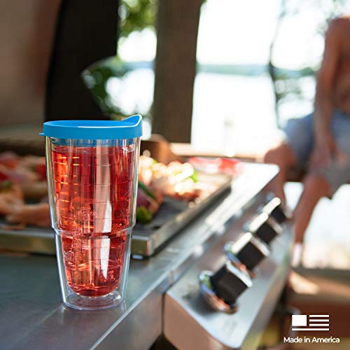 Double Walled Insulated Tumbler Travel Cup, 24oz 2pk, Blue Lid V78473
