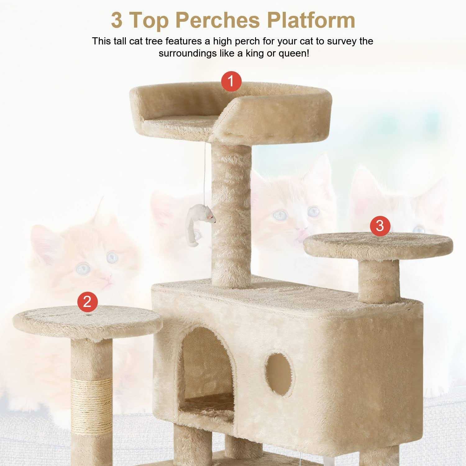 Cat Tree Tower with Scratching Posts and Cat Condo R206031