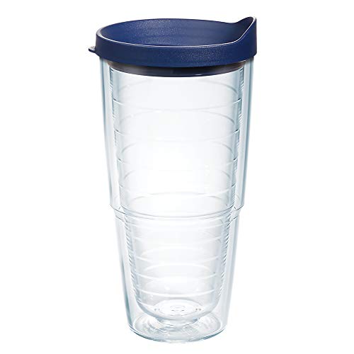 Double Walled Insulated Tumbler Travel Cup, 24oz 2pk, Blue Lid V78473