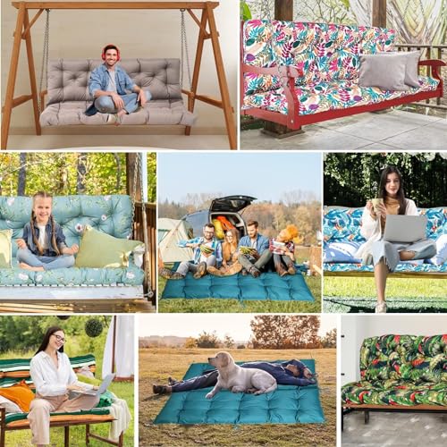 Waterproof Porch Swing Cushion with Backrest and Ties, 2-3 Seat B861850