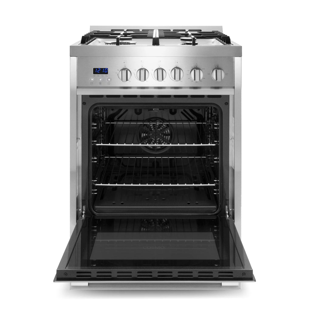 Gas Range Kitchen Stove with 4 Burner Cooktop, Stainless Steel F463