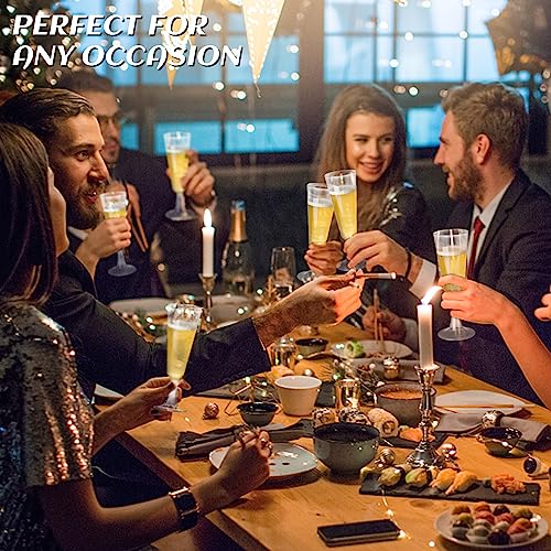Champagne Flutes Plastic 40 Pcs Gold Glitter Disposable Wedding Party Cups Q321173