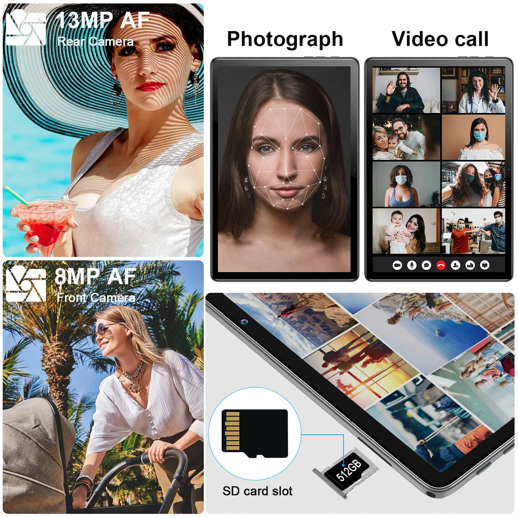 10.1 inch Android Tablet with Keyboard, 128GB, Octa-Core, Dual Camera P70565