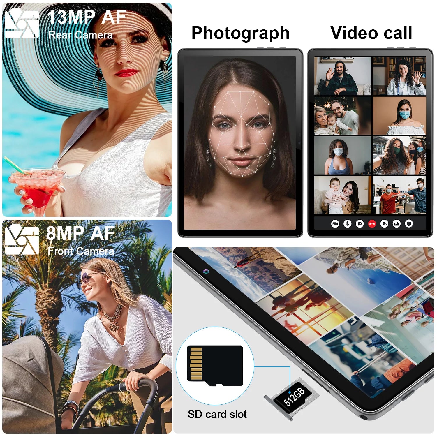 10.1 inch Android Tablet with Keyboard, 128GB, Octa-Core, Dual Camera P70565