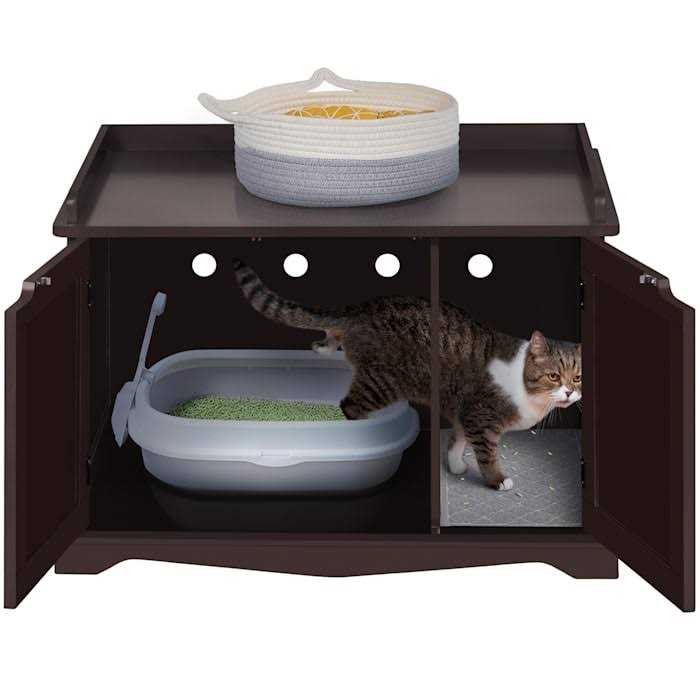 Decorative Espresso Hidden Cat Litter Box Furniture N3093