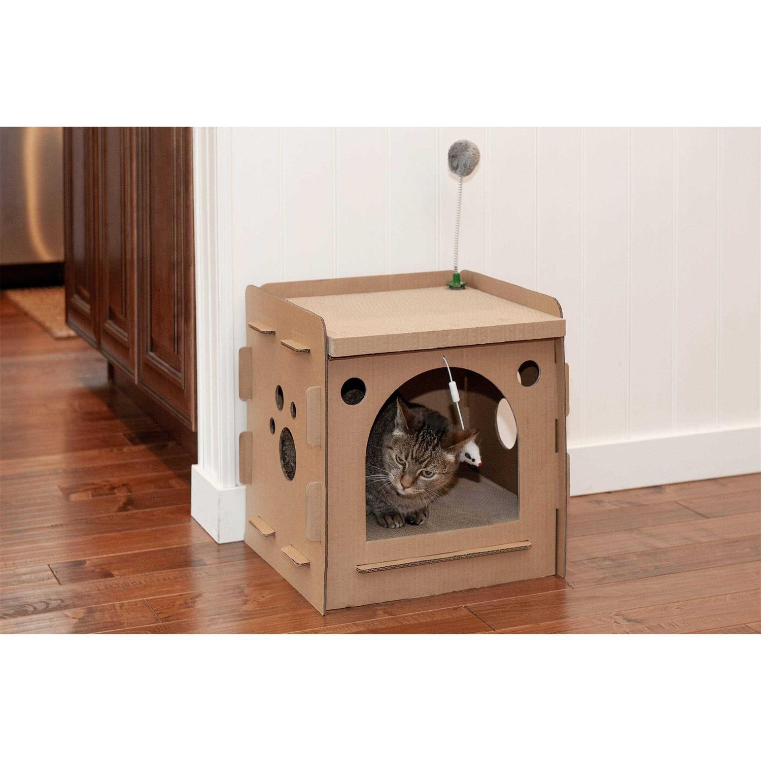 Corrugated Cat Scratcher House with Catnip T634