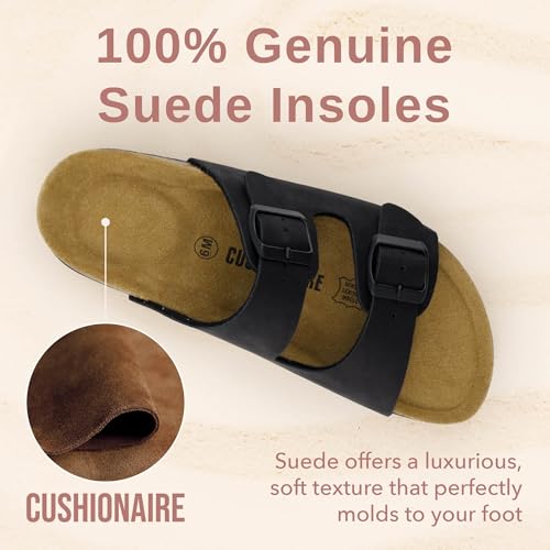 Women's Cork Footbed Sandals with Double Buckle Slip-On and Arch Support U61950