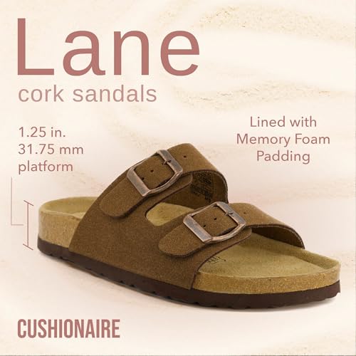 Women's Cork Footbed Sandals with Double Buckle Slip-On and Arch Support U61950