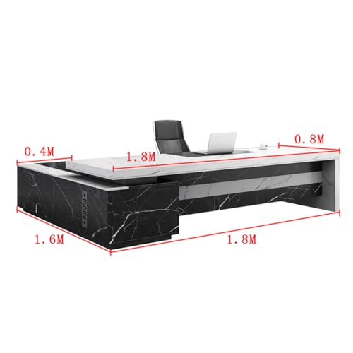 L-Shaped Executive Desk with Charging Station and Storage Shelves W581