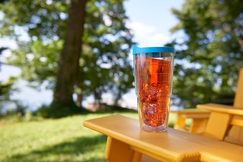Double Walled Insulated Tumbler Travel Cup, 24oz 2pk, Blue Lid V78473