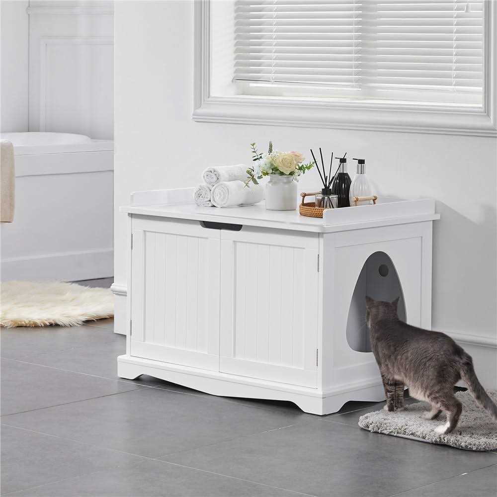 Cat Litter Box Enclosure Wooden Side Table F5254