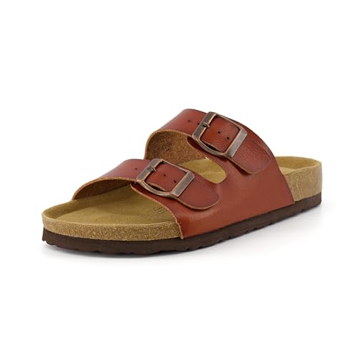 Women's Cork Footbed Sandals with Double Buckle Slip-On and Arch Support U61950