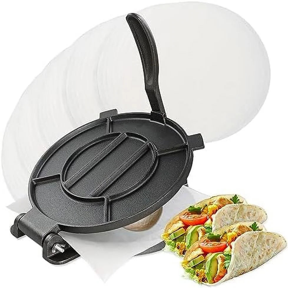 Cast Iron Tortilla Press 10 Inch with 100 Cooking Sheets E460