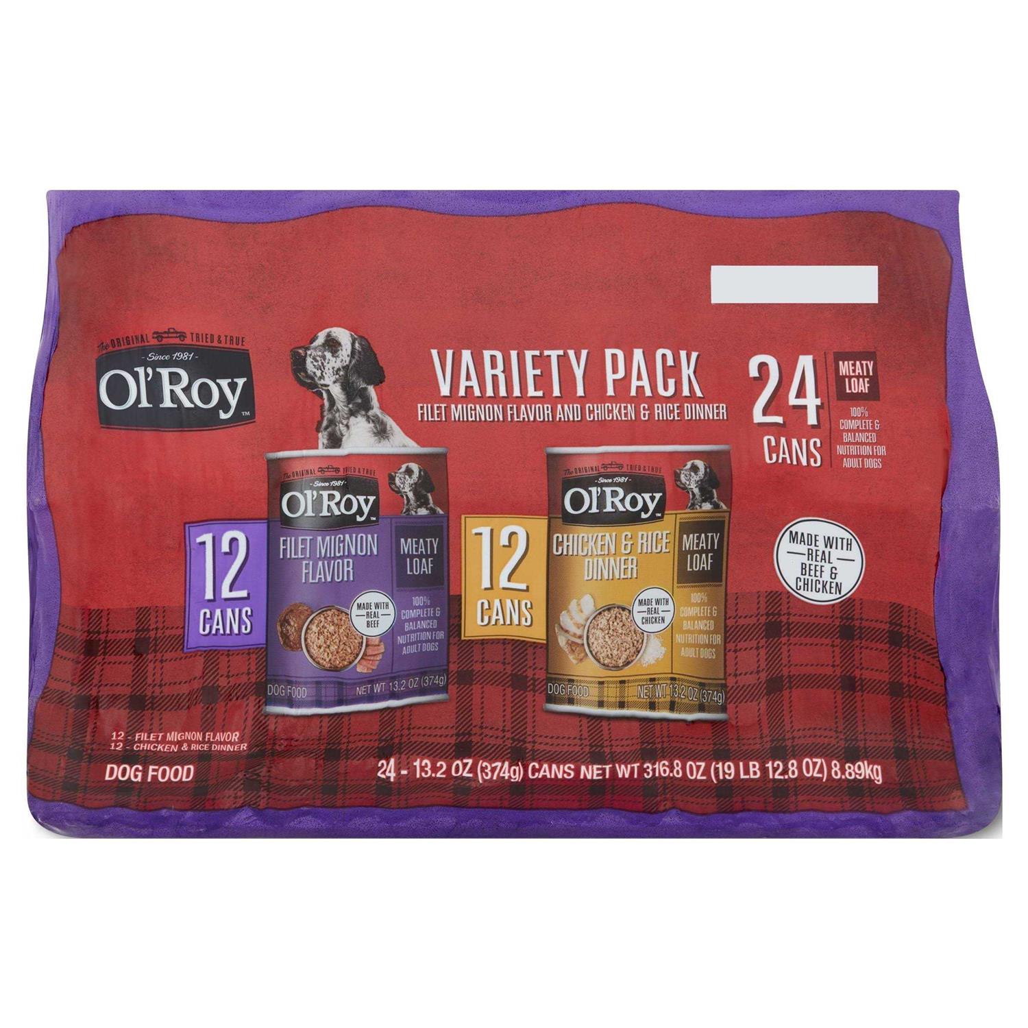 Ol' Roy Meaty Loaf Wet Dog Food Variety Pack, Filet Mignon Flavor and Chicken &amp; Rice Dinner - Pet Supplies online store