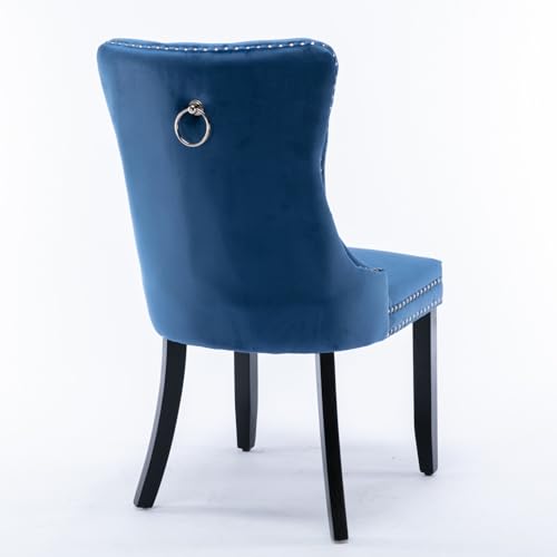 Velvet Dining Chairs Set of 2 with Solid Wood Legs E56169