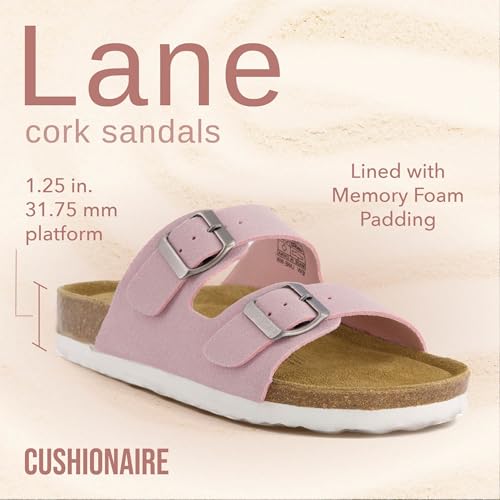 Women's Cork Footbed Sandals with Double Buckle Slip-On and Arch Support U61950