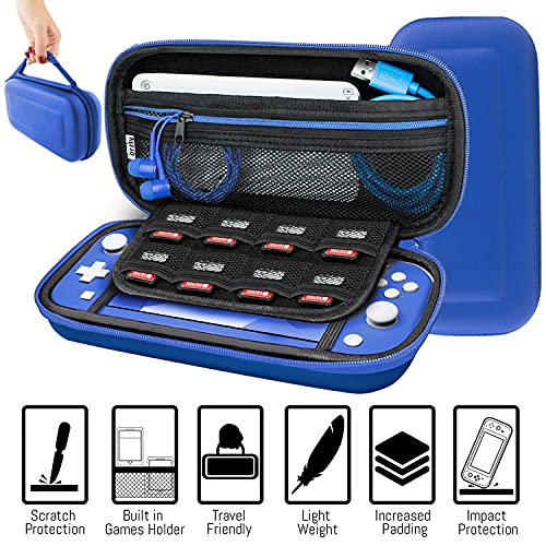 Switch Lite Accessories Bundle with Case, Screen Protector, USB Cable, Games Holder, Grip Case, Headphones, Thumb-Grip Pack K6558