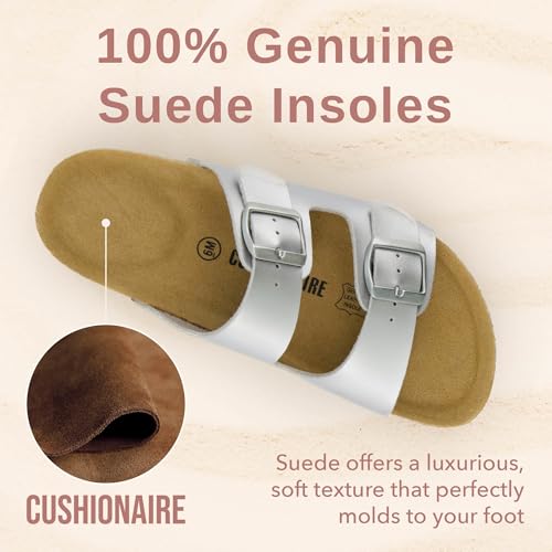 Women's Cork Footbed Sandals with Double Buckle Slip-On and Arch Support U61950