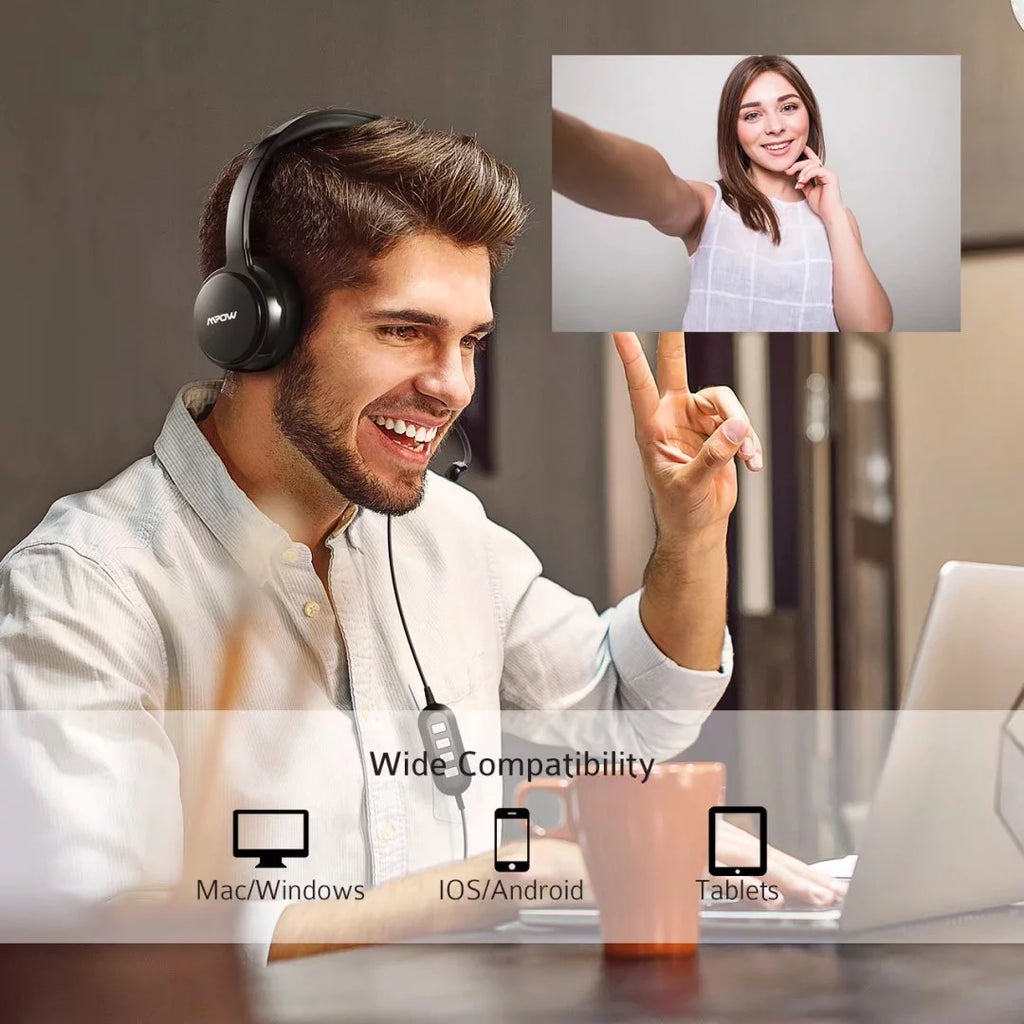 USB Headset with Noise Cancelling Microphone for PC, Laptop, Call Center D135787