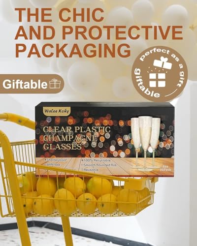 Clear Plastic Champagne Flutes, 36 PCS Disposable Wine Glasses for Party K10542