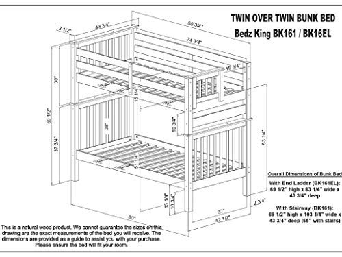 Tall Stairway Bunk Beds Twin over Twin with 4 Drawers, White N3183