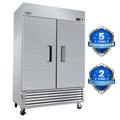 ORIKOOL 54" Commercial Refrigerator 49 Cu.ft with 2 Solid Door Reach-In Refrigerators Stainless Steel ETL Approved Upright Fridge Storage  Silver + Stainless Steel