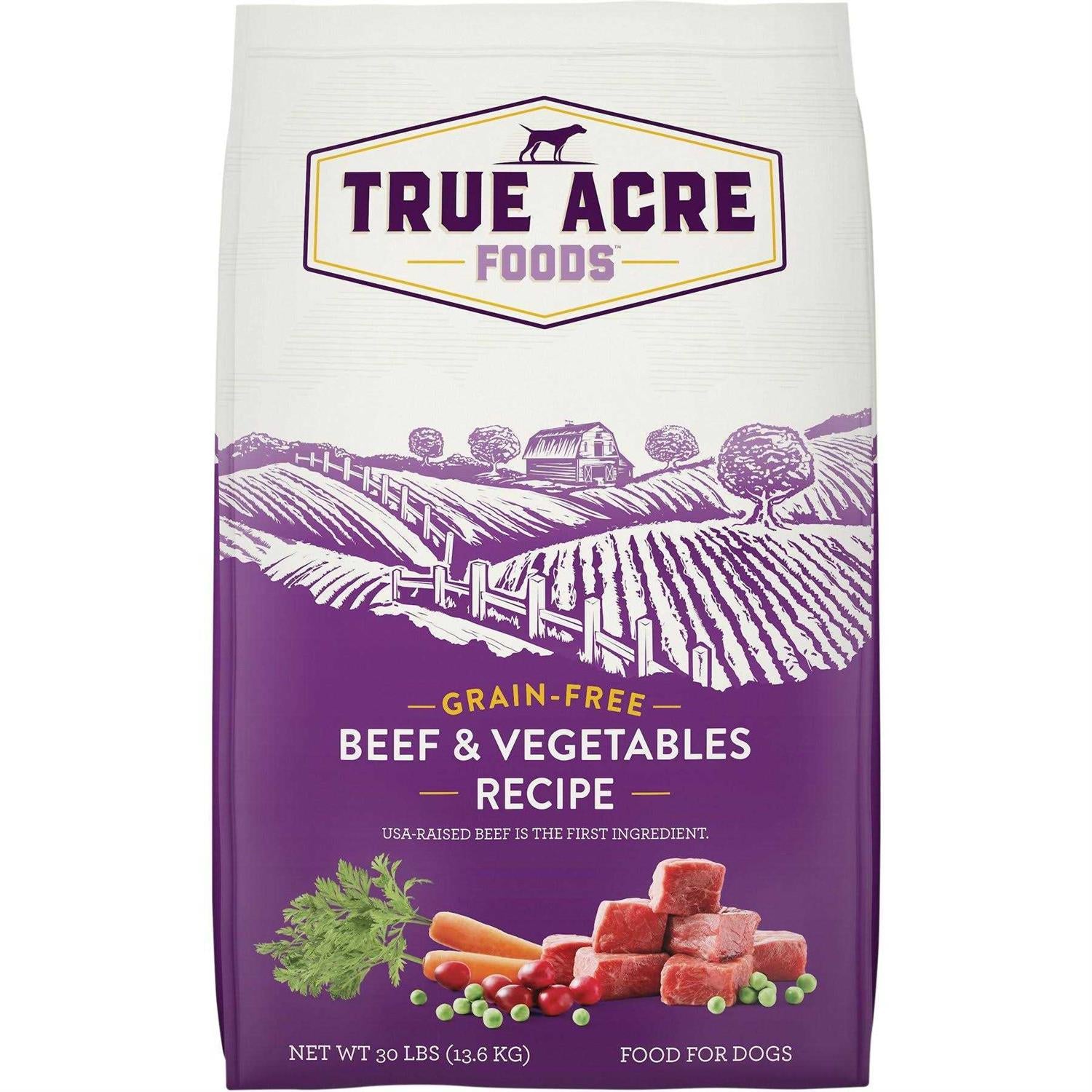 True Acre Foods Grain-Free Beef &amp; Vegetable Dry Dog Food - Pet Supplies online store