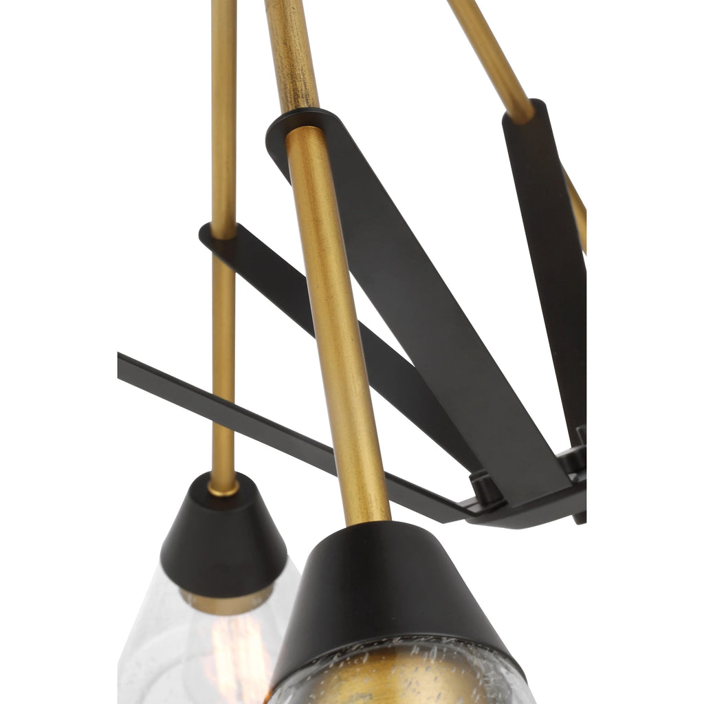 8 Light Chandelier Matte Black Clear Seeded Glass E32384