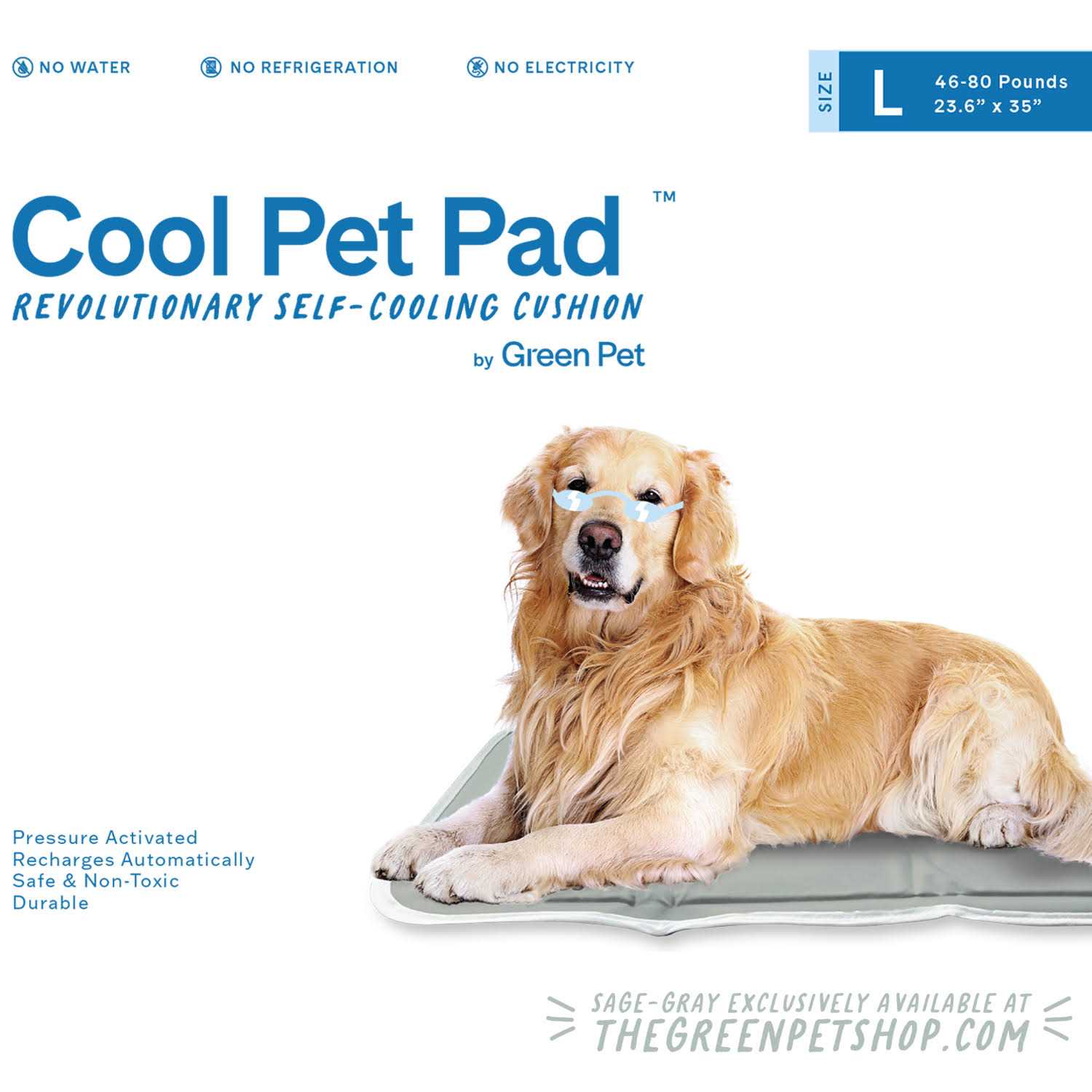 Sage Gray Self Cooling Pet Pad X618425