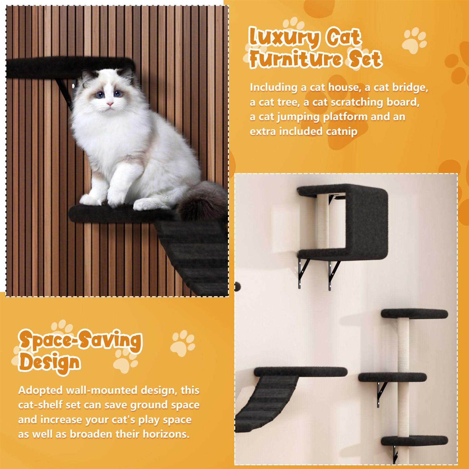 Wall Mounted Shelves Set Cat Tree I946991