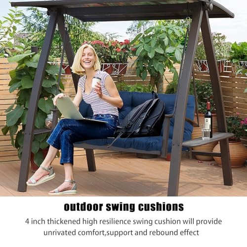 Waterproof Porch Swing Cushion with Backrest and Ties, 2-3 Seat B861850