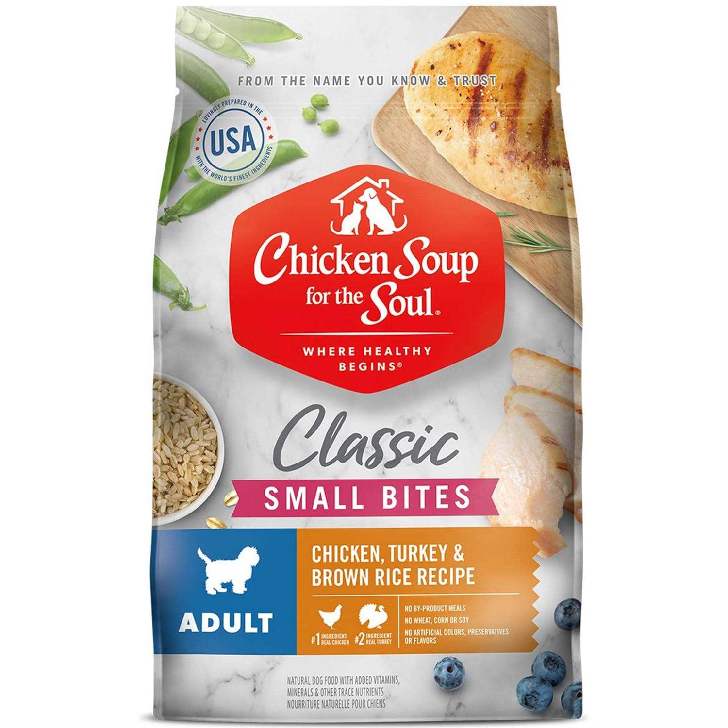 Chicken Soup for The Soul Chicken Turkey &amp; Brown Rice Recipe Small Bites Dry Dog Food - Pet Supplies online store