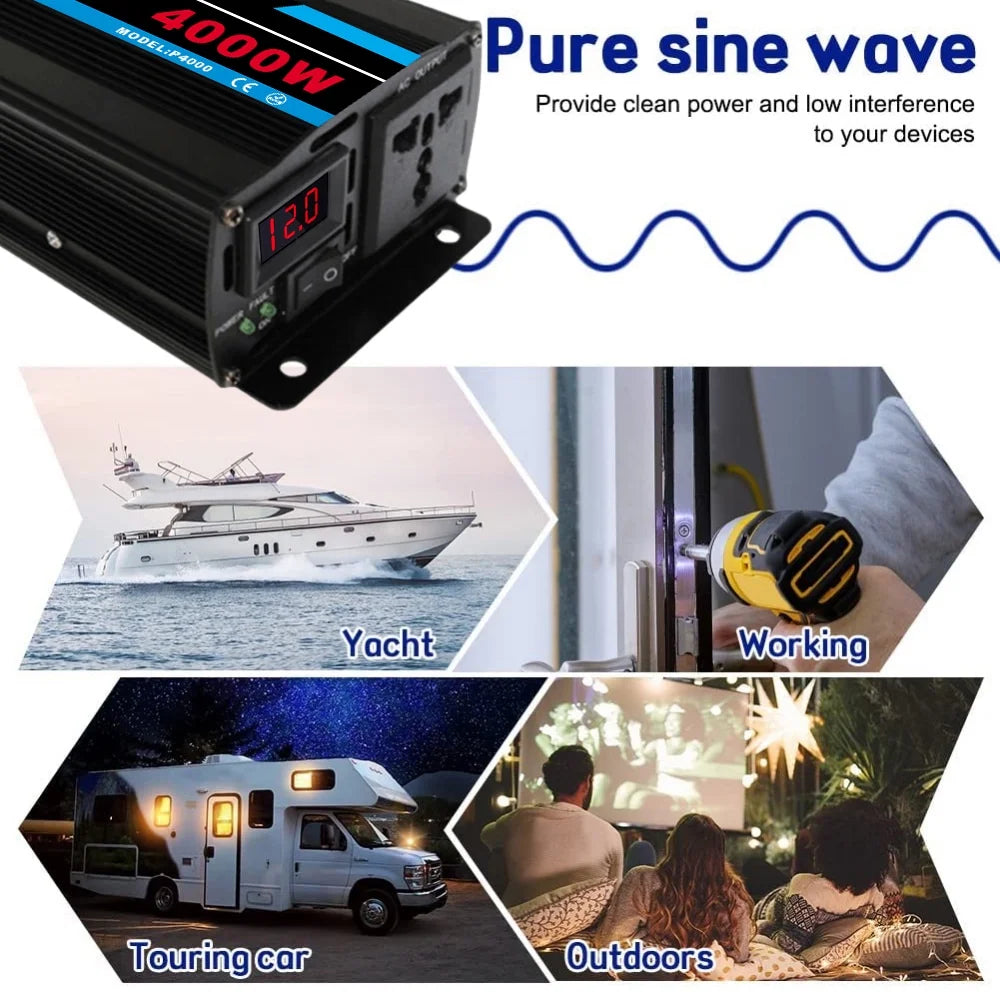 4000W Pure Sine Wave Inverter DC12V to AC120V Q3676