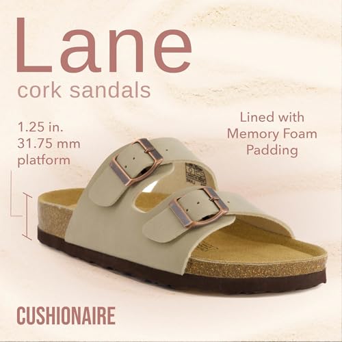 Women's Cork Footbed Sandals with Double Buckle Slip-On and Arch Support U61950