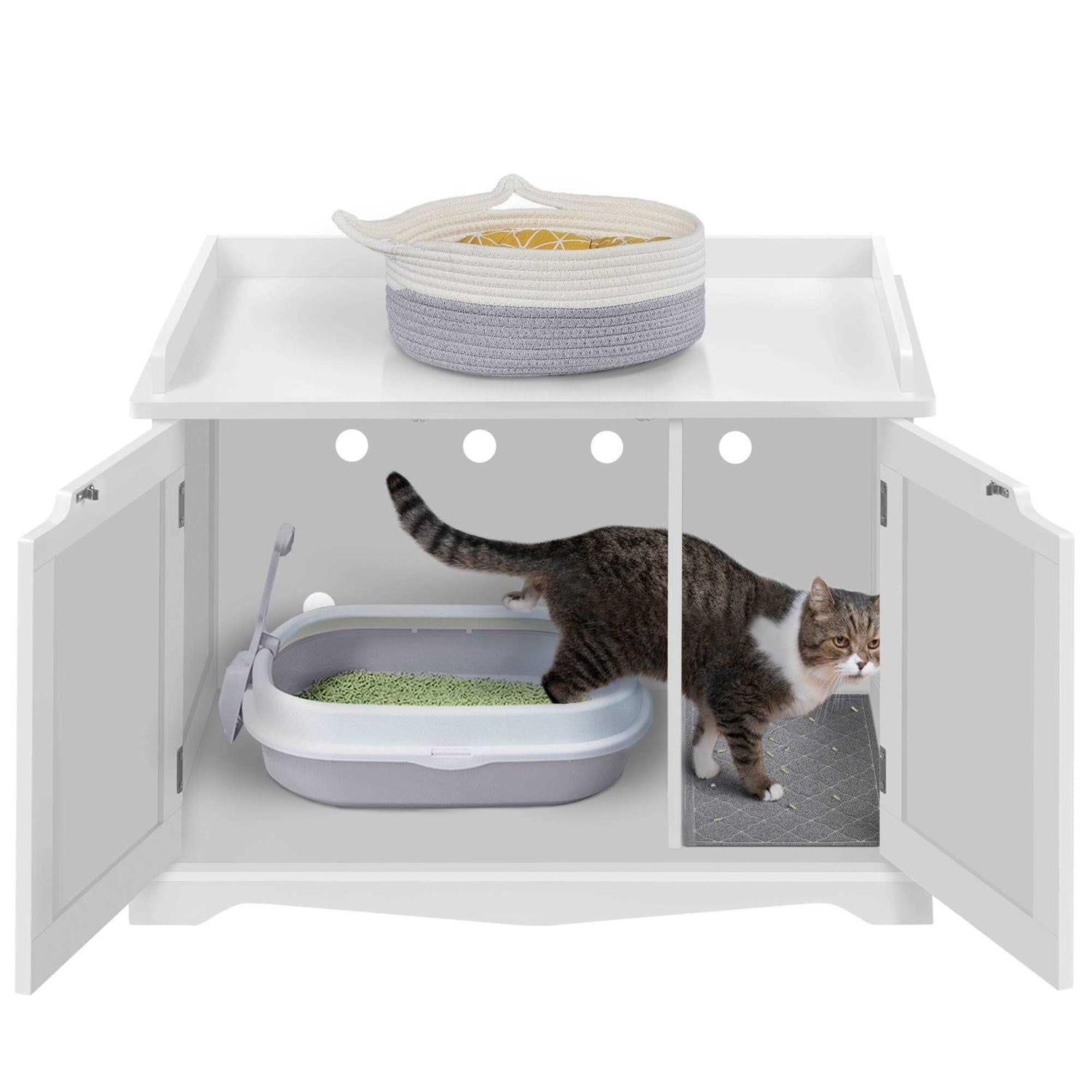 White Decorative Furniture Hidden Cat Litter Box S4071